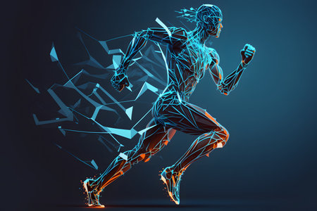 Abstract running man created with generative AI technology. High quality illustrationの写真素材