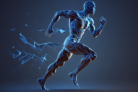 Abstract running man created with generative AI technology. High quality illustrationの写真素材