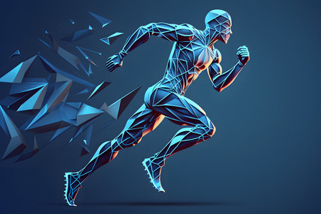 Abstract running man created with generative AI technology. High quality illustrationの写真素材
