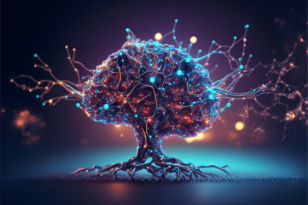 Artificial intelligence connections created with generative AI technology. High quality illustrationの写真素材