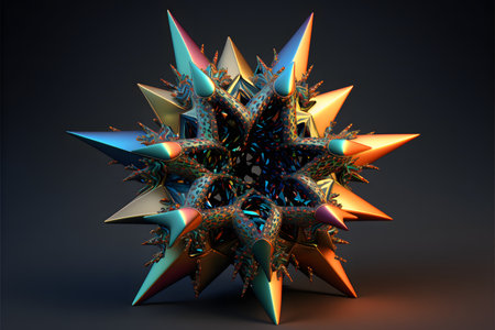 Colorful geometric fractal star created with generative AI technology. High quality illustrationの写真素材