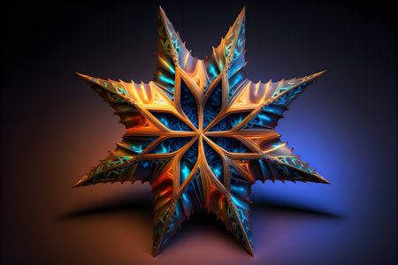 Colorful geometric fractal star created with generative AI technology. High quality illustrationの写真素材