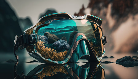 Scuba Mask, Snorkeling Scuba Dive Glasses, holiday concept, created with generative AI technology. High quality illustrationの写真素材