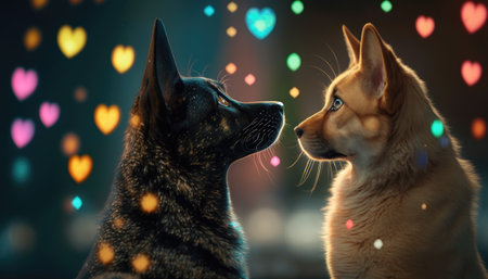 Two Dogs in Love created with generative AI technology. High quality illustrationの写真素材