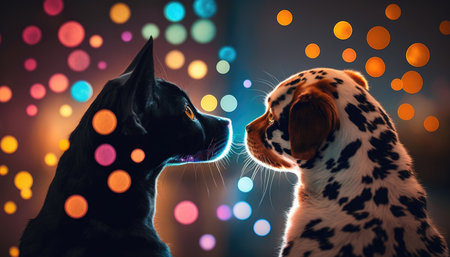Two Dogs in Love created with generative AI technology. High quality illustrationの写真素材