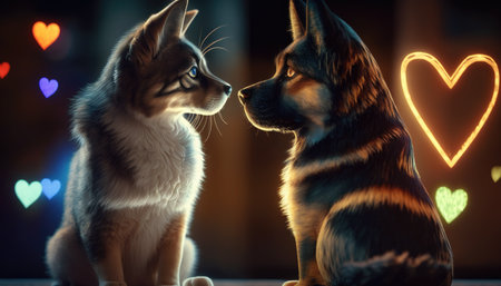 Two Dogs in Love created with generative AI technology. High quality illustrationの写真素材