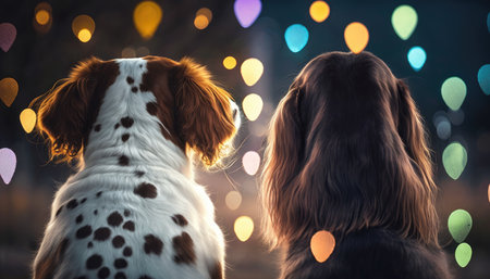 Two Dogs in Love created with generative AI technology. High quality illustrationの写真素材
