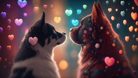 Two Dogs in Love created with generative AI technology. High quality illustrationの写真素材