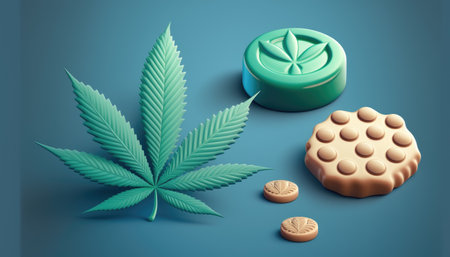 CBD cookies are cookies that are infused with CBD oil or CBD extract created with generative AI technology. High quality illustrationの写真素材