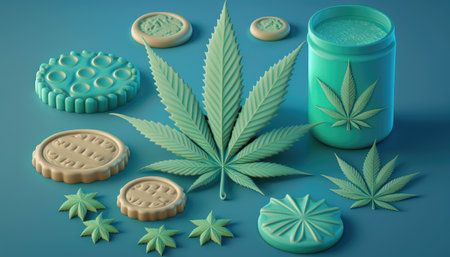 CBD cookies are cookies that are infused with CBD oil or CBD extract created with generative AI technology. High quality illustrationの写真素材