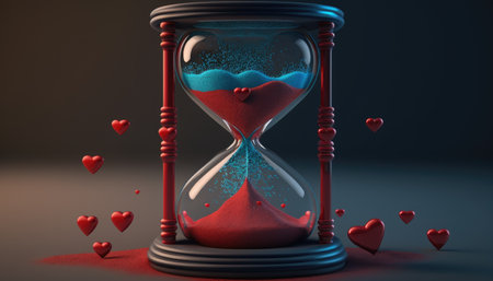 Love hourglass, a concept of time spent by people in love together created with generative AI technology. High quality illustrationの写真素材