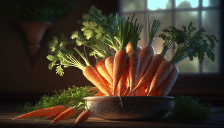 Huge bunch of fresh carrots created with generative AI technology. High quality illustrationの写真素材
