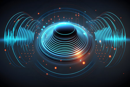 Electronic Digital Sound Wave created with generative AI technology. High quality illustrationの写真素材