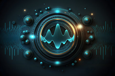Electronic Digital Sound Wave created with generative AI technology. High quality illustrationの写真素材