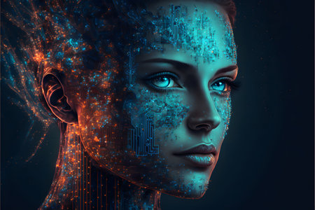 Big data and artificial intelligence concept created with generative AI technology. High quality illustrationの写真素材