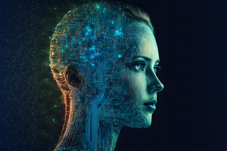 Big data and artificial intelligence concept created with generative AI technology. High quality illustrationの写真素材