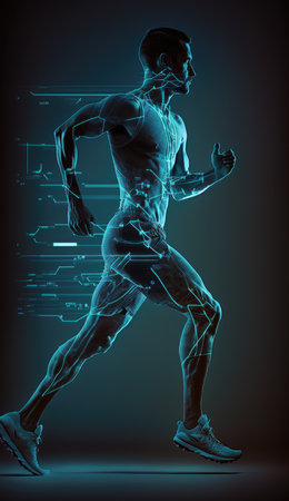 Abstract running man created with generative AI technology. High quality illustrationの素材