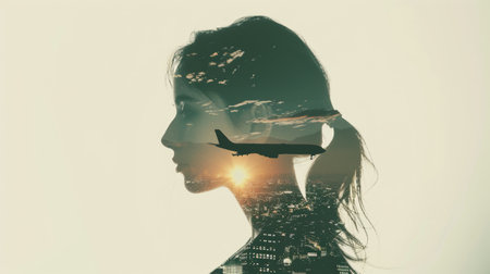 Woman dreams of vacation. High quality illustrationの素材