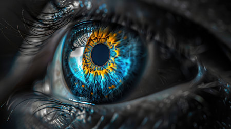 Close up of a human bright blue eye . High quality illustrationの素材