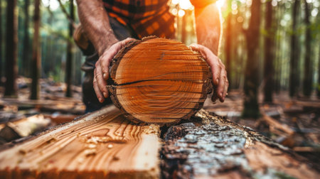 Carpenter works with wood. High quality illustrationの素材