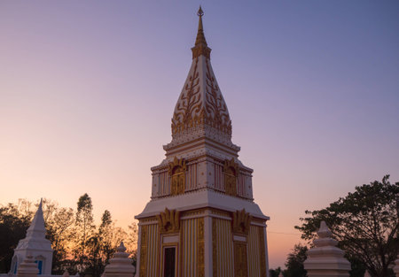 Pagoda Twilight Time, Kalasin Thailandの写真素材