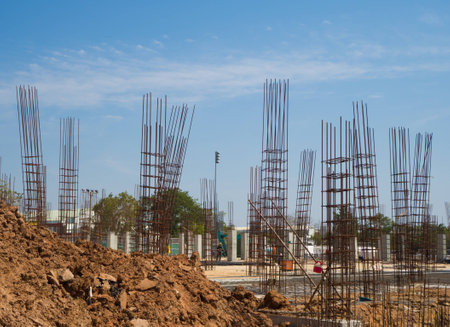 Construction Building with Blue Background