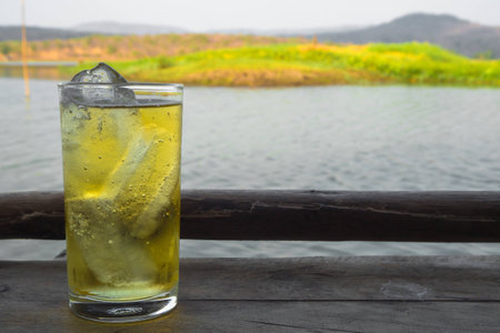 Beer alcohol drink, Defocused nature background, Huaysangkeab Kalasin Thailandの写真素材