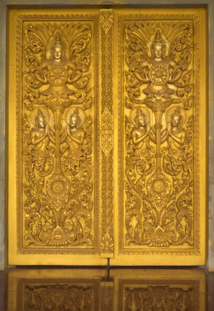 Door of Phra Maha Chedi Chai Mongkol Temple, Public & Famous Temple, Roi Et Thailandの写真素材
