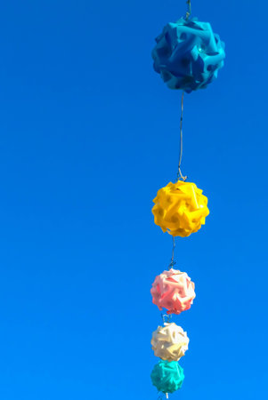Colorful lamp with blue sky, Roi-Et Thailad Asia