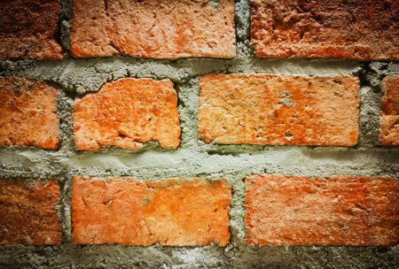 The surface of red brick wall, Vintage style horizon view