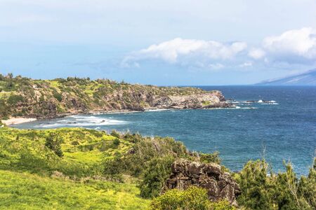 The coast along Punalau Bay, Maui, Hawaiiの写真素材