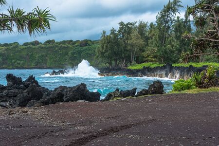 The coast along the road to Hana in Maui, Hawaiiの写真素材