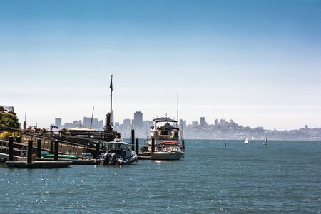 Skyline of San Francisco from Tiburon, Californiaの写真素材