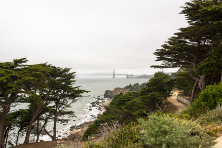 The Golden Gate Bridge in a cloudy day