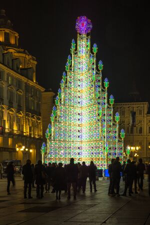 The Christmas Tree in Turin, Italyのeditorial素材