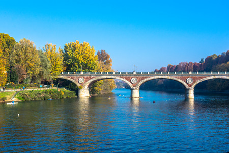 The bridge over the Po River in Turin, Italyのeditorial素材