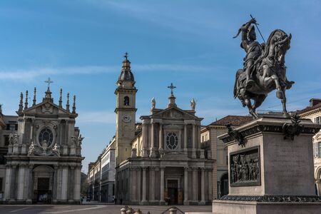 View of Piazza San Carlo in Turin, Italyのeditorial素材