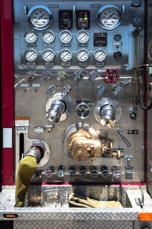 View of a Firetruck control panelの写真素材