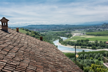 View from above of the Barbaresco zone, Italyの写真素材