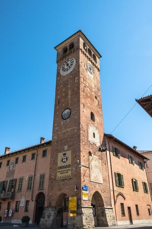 Town Tower in Cherasco, Italyのeditorial素材