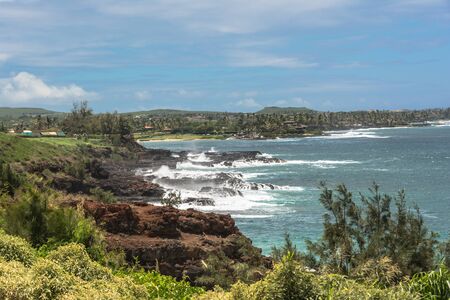 Spouting Horn coast, Kauai, Hawaiiの写真素材
