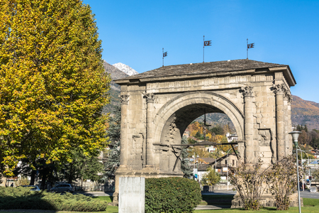 Arch of Augustus in Aosta, Italyの写真素材