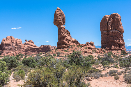 Balanced Rock in Arches National Park, Utahの写真素材