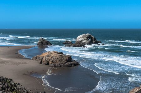 Sand beach at Ocean Beach, San Franciscoの写真素材