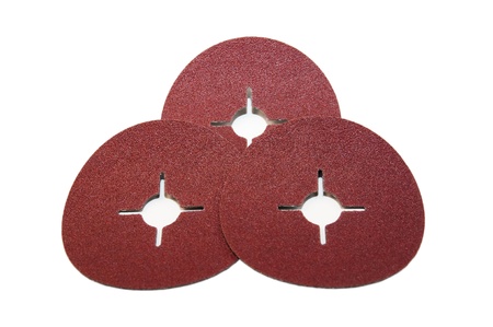 groups of three sandpaper isolated on white backgroundの写真素材