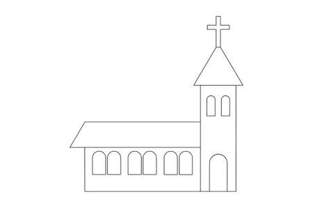 simple drawing of the churchの写真素材