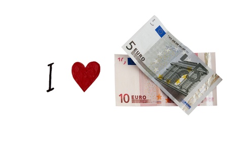 I love money, the concept of the euro banknotesの写真素材