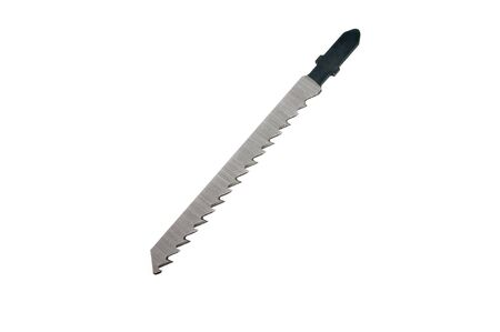 jigsaw blade isolated on white backgroundの写真素材