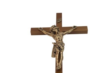 jesus on the cross isolated on white backgroundの写真素材