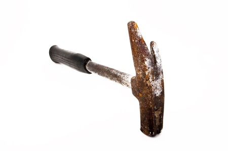 old hammer isolated on a white backgroundの写真素材